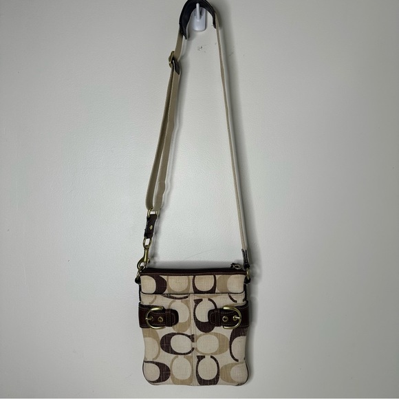 Coach Signature Crossbody Swingpack Cream/Tan/Brown Handbag 41464 - Picture 2 of 16